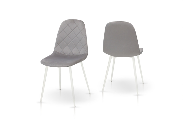 Стілець Ембер-L, білий/велюр світло-сірий