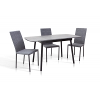 Стіл Соло 110(+35)*70 чорний метал/мрамор темн