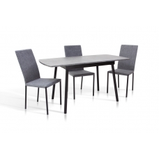 Стіл Соло 110(+35)*70 чорний метал/мрамор темн