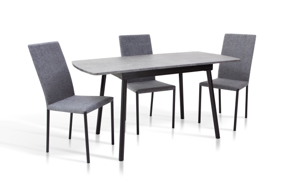 Стіл Соло 110(+35)*70 чорний метал/мрамор темн