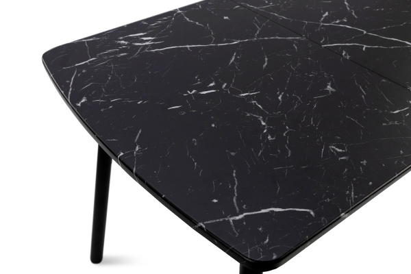 Стіл Соло 110(+35)*70 чорний метал/мрамор чорн