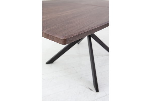 Стіл Річард 140(+40)*85 чорний метал/дуб ТК(горіх)