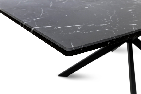 Стіл Річард 140(+40)*85 чорний метал/мрамор чорн