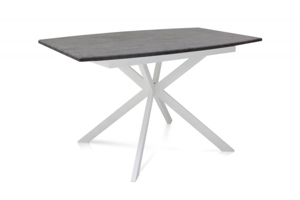 Стіл Річард 140(+40)*85 білий метал/мрамор темний