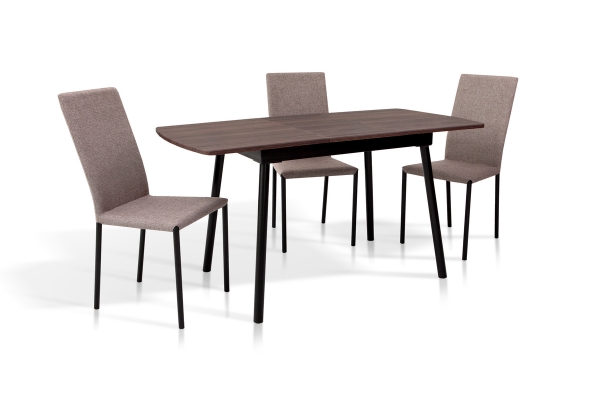 Стіл Соло 110(+35)*70 чорний метал/дуб ТК (горіх)