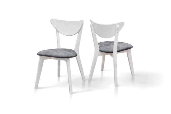 Стілець Лукас м'який, білий/сіра тканина