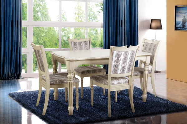 Стол обеденный Венеция (120+40)/80, слоновая кость