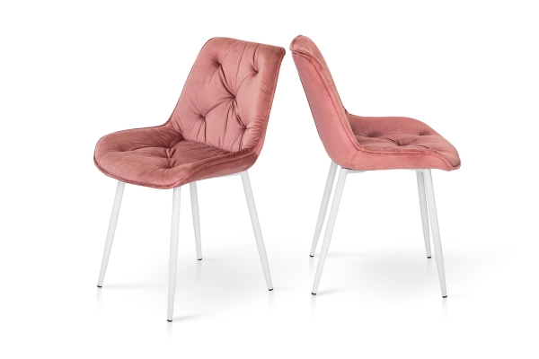 Стул Прадо белый/велюр пудровый