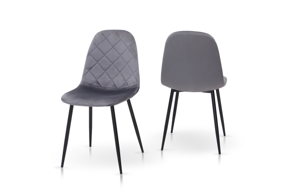 Стілець Ембер-L, чорний/ велюр темно-сірий