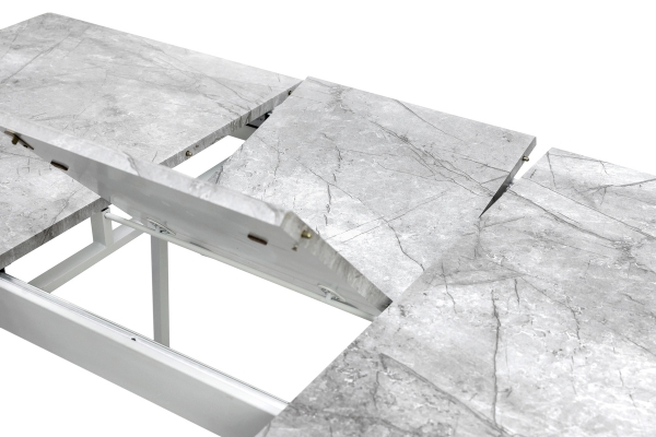 Стіл Етна 120(+40)*75 білий метал/базальт