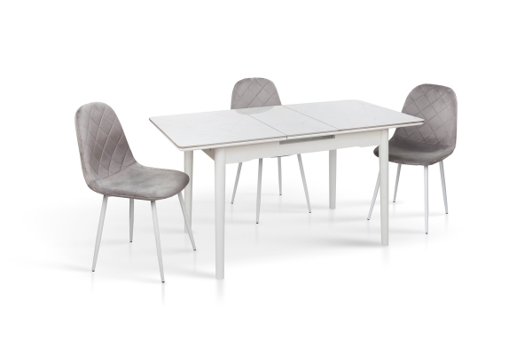 Стіл Нептун 110/140*75 білий/керам мрамор