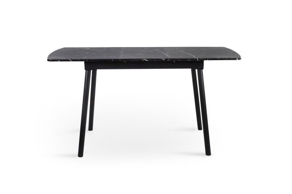 Стіл Соло 110(+35)*70 чорний метал/мрамор чорн