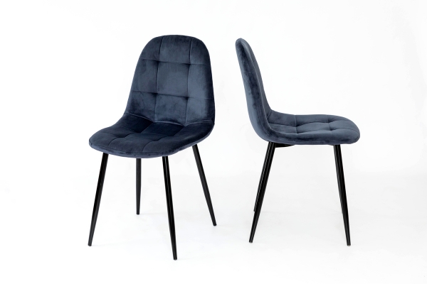 Стілець Квест, чорний / велюр темно-синій