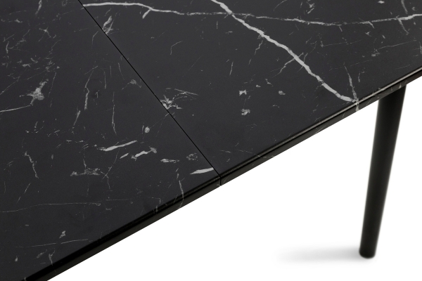 Стіл Соло 110(+35)*70 чорний метал/мрамор чорн