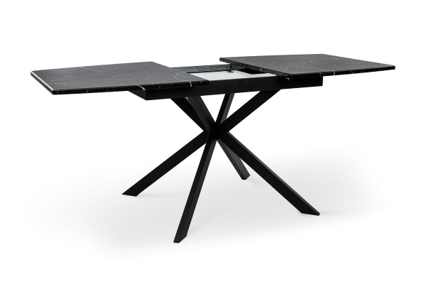 Стіл Річард 140(+40)*85 чорний метал/мрамор чорн