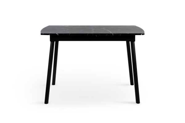Стіл Соло 110(+35)*70 чорний метал/мрамор чорн