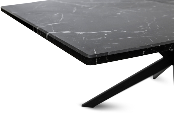 Стіл Річард 140(+40)*85 чорний метал/мрамор чорн