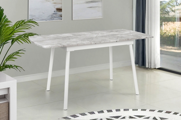 Стіл Соло 110(+35)*70 білий метал/базальт