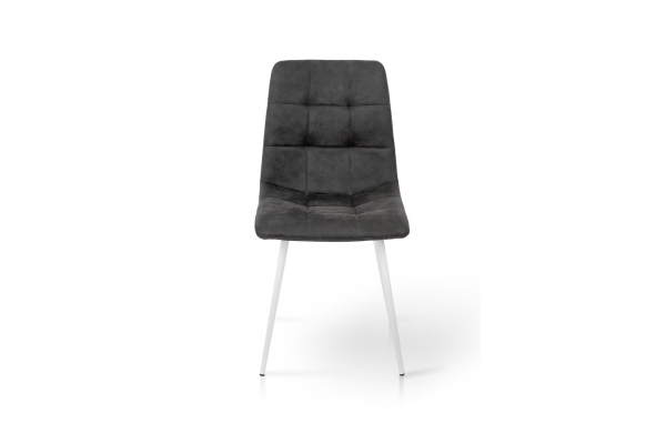 Стілець Чілі (круглий) білий/мкфібра вінтаж сірий