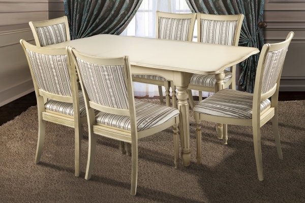 Стол обеденный Венеция (120+40)/80, слоновая кость