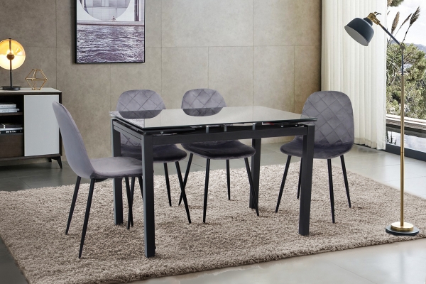 Стіл Венді XS-1025, 80/130*65, чорний (скло)