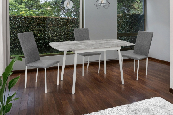 Стіл Соло 110(+35)*70 білий метал/базальт