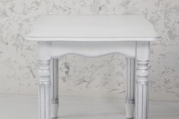 Стіл обідній Венеція (120+40)/80, білий+сріб патин