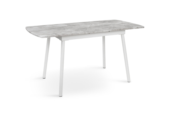 Стіл Соло 110(+35)*70 білий метал/базальт