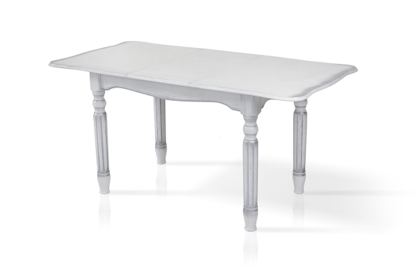 Стіл обідній Венеція (140+40)/85, білий+сріб патин