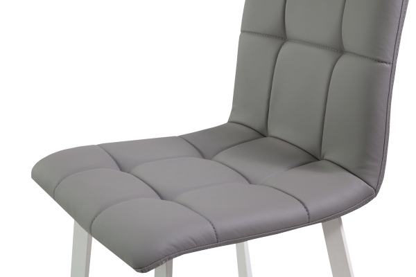 Стілець Трініті, метал білий/шкірзам світло-сірий