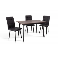 Стіл Етна 120(+40)*75 чорний метал/дуб ТК (горіх)