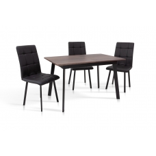 Стіл Етна 120(+40)*75 чорний метал/дуб ТК (горіх)