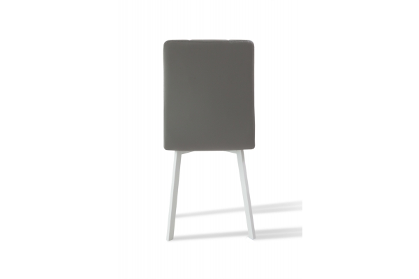 Стілець Трініті, метал білий/шкірзам світло-сірий