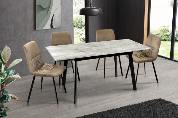 Стіл Етна 120(+40)*75 чорний метал/базальт