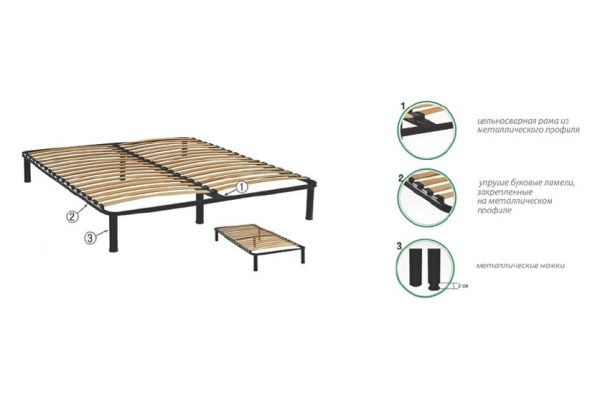 Ламелевый каркас для кровати Стандарт XXL Ортоленд (25 мм)